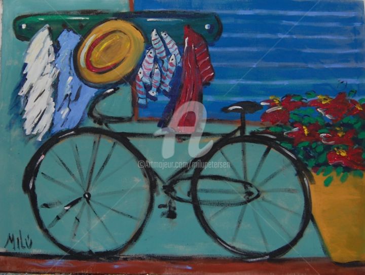 Картина под названием "Bicicleta 18" - Milu Petersen, Подлинное произведение искусства
