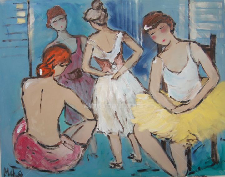 Schilderij getiteld "bailarinas 7" door Milu Petersen, Origineel Kunstwerk