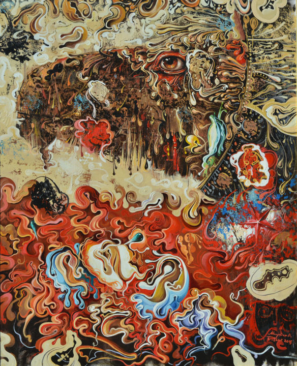 Malerei mit dem Titel "Hoping is a drawn w…" von Milutin Obradovic, Original-Kunstwerk, Öl
