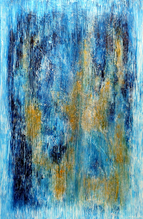 Pittura intitolato "Gold rapsody over B…" da Mimi Bastos Art, Opera d'arte originale, Acrilico Montato su Pannello di legno