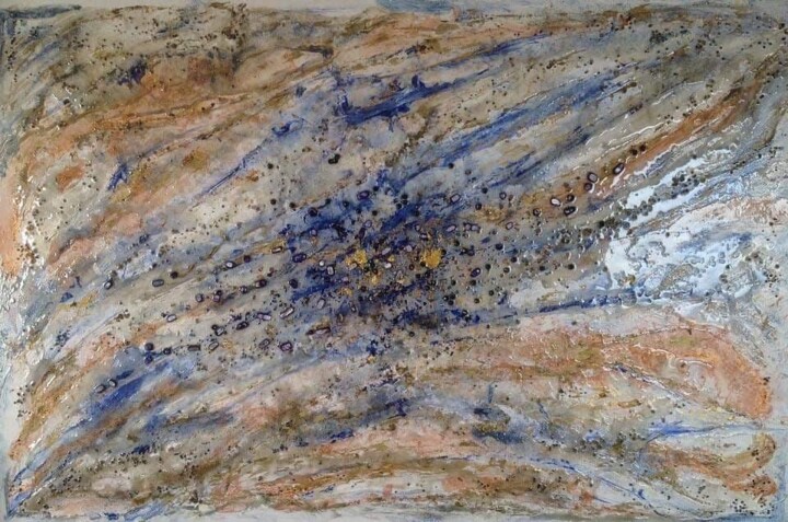 Pittura intitolato "Water Flow with gla…" da Mimi Bastos Art, Opera d'arte originale, Acrilico
