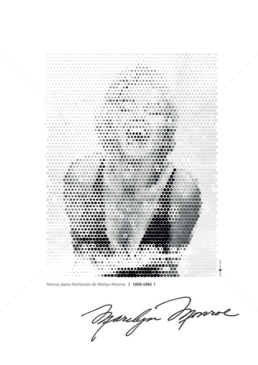 Digitale Kunst mit dem Titel "Marilyn Monroe - 19…" von Mireille Dos, Original-Kunstwerk, Digitale Malerei