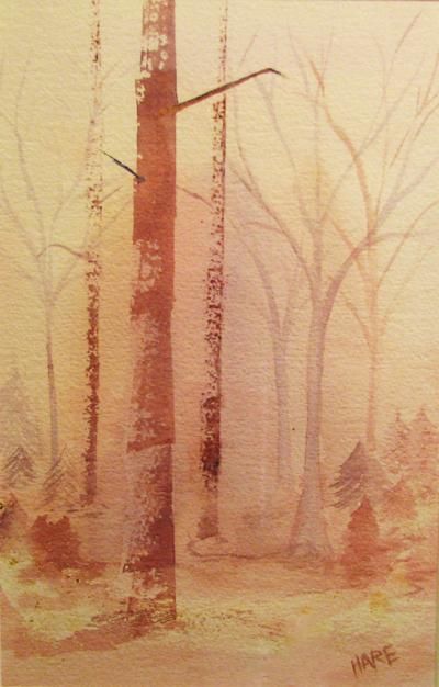 Painting titled "Birches at Dawn" by Carol Hare, Original Artwork
