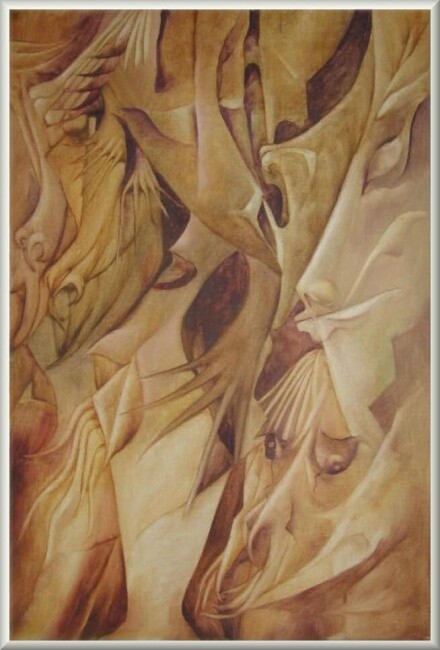 Pittura intitolato "Les anges de l'enfer" da Mimia Lichani, Opera d'arte originale