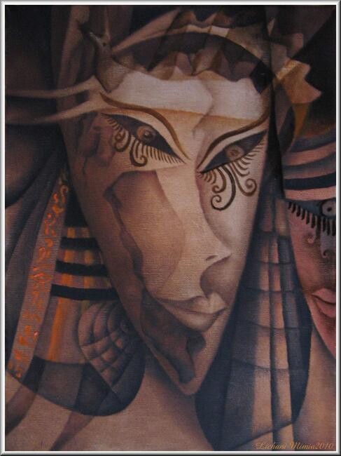 Painting titled "Le Pharaon méditatif" by Mimia Lichani, Original Artwork