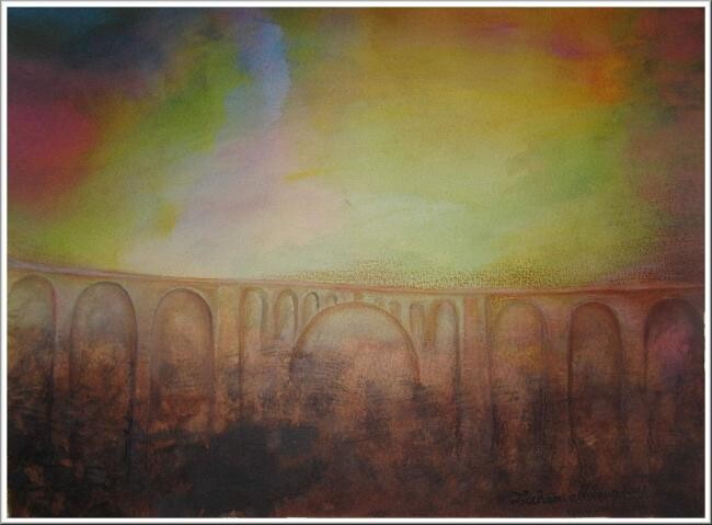 Peinture intitulée "Le pont de sidi rac…" par Mimia Lichani, Œuvre d'art originale
