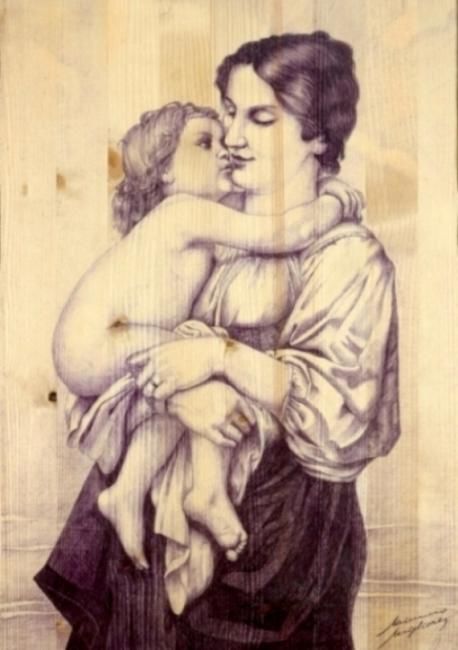 Painting titled "Maternità" by Mimmo Migliore, Original Artwork