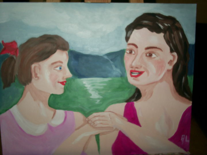 Painting titled "Madre e figlia" by Rosalind, Original Artwork