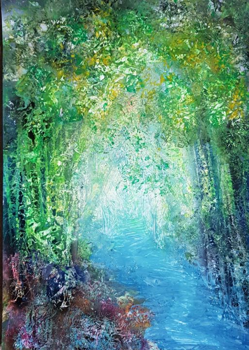 Painting titled "My pretty Forest" by Emilie Lejeune, Original Artwork, Acrylic