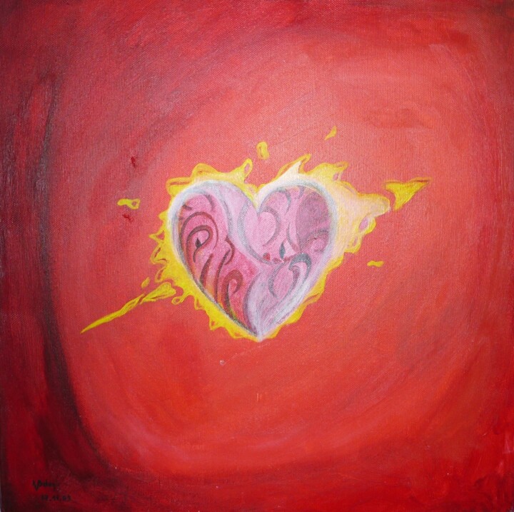 Peinture intitulée "Saison de l'amour 1" par Mina, Œuvre d'art originale, Acrylique