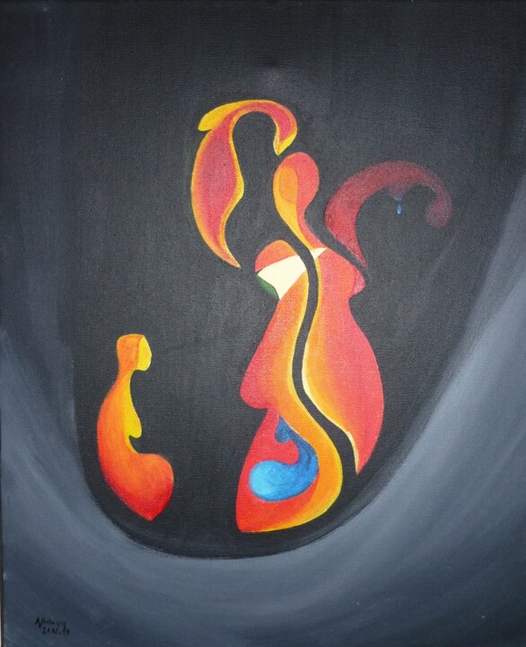 Peinture intitulée "Saison de l'amour 2" par Mina, Œuvre d'art originale, Acrylique