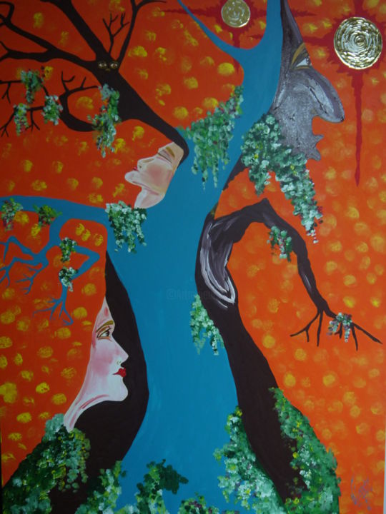 Painting titled "Urphanomen Orange" by Minacappussi, Original Artwork, Acrylic