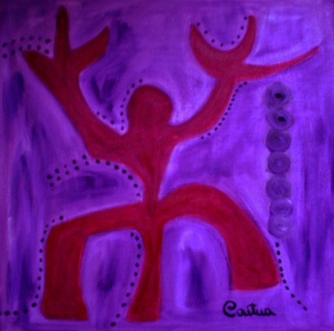 Pintura titulada "VIOLET TRIBE STUDY…" por Mina Clerck, Obra de arte original