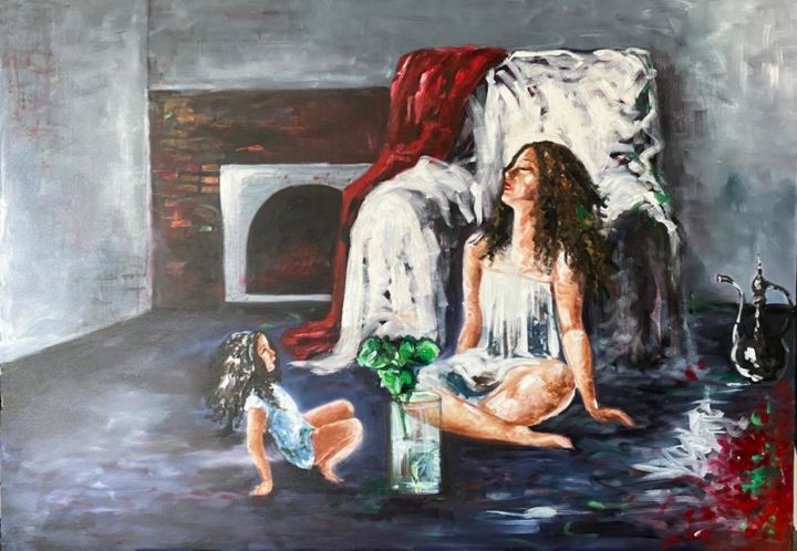 Painting titled "Untitled-3" by Mina Hosseini, Original Artwork, Oil