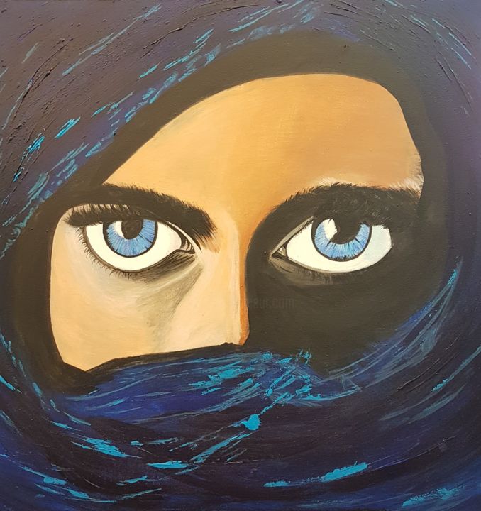 Painting titled "Touareg" by Mina Saouti, Original Artwork, Acrylic