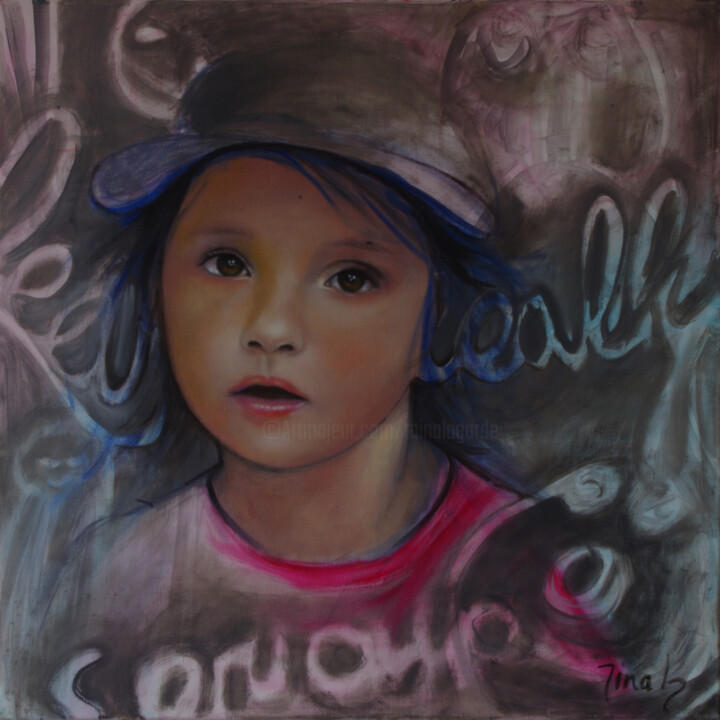 Painting titled "Réverie 2" by Mina Lagarde, Original Artwork, Oil