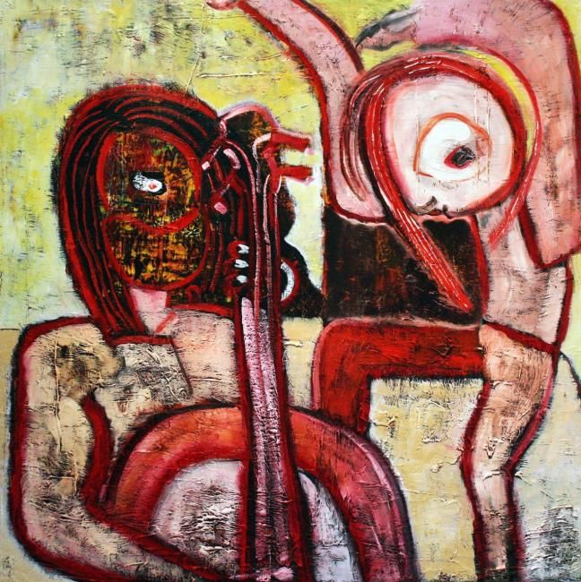 Malerei mit dem Titel ""Spirit of Jazz"" von Minassian, Original-Kunstwerk, Öl