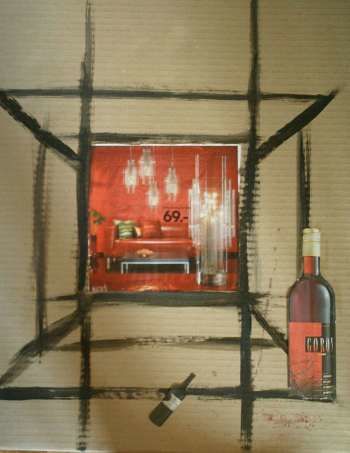 Peinture intitulée "bouteille de vin" par Yanick Douet, Œuvre d'art originale