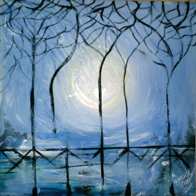Peinture intitulée "soleil arbre" par Yanick Douet, Œuvre d'art originale