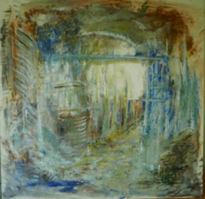 Peinture intitulée "ville délavée" par Yanick Douet, Œuvre d'art originale