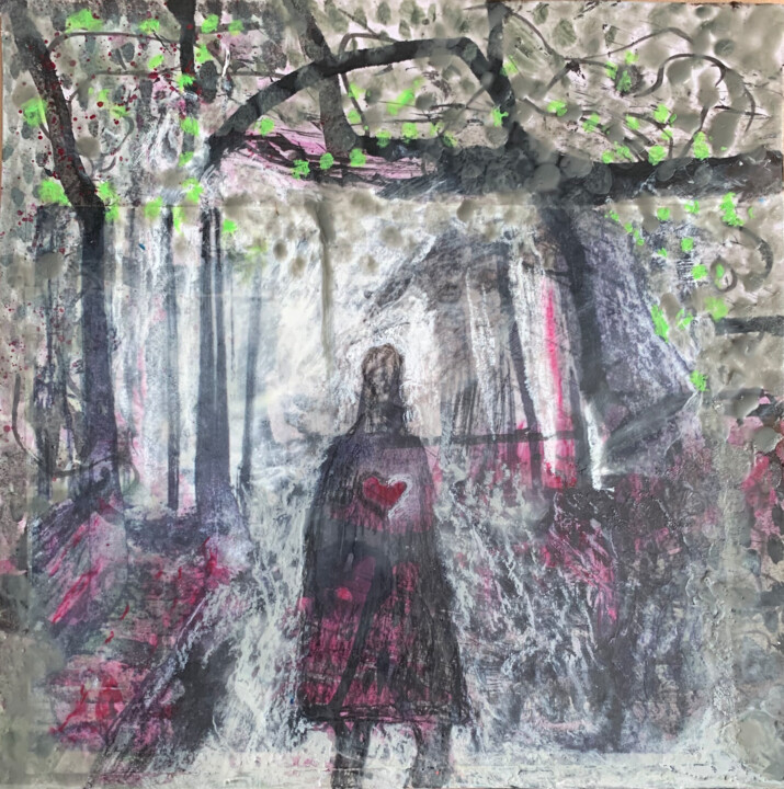 Painting titled "Everwoods" by Mindy Tillery, Original Artwork, Encaustic Mounted on Wood Panel