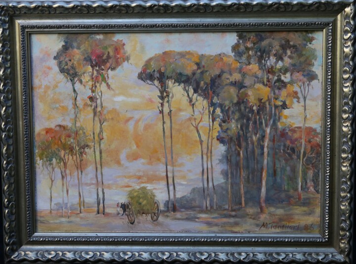 Painting titled "The sunset" by Minella Tanellari, Original Artwork, Oil