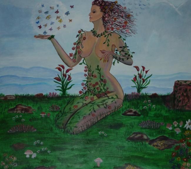 Painting titled "mother Earth" by Thea Roelofs, Original Artwork, Other