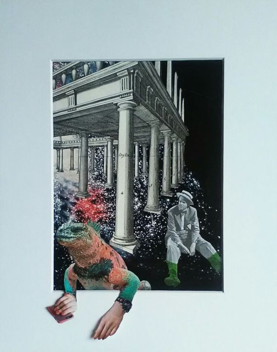 Collages getiteld "Une lueur" door Richard Minguell, Origineel Kunstwerk