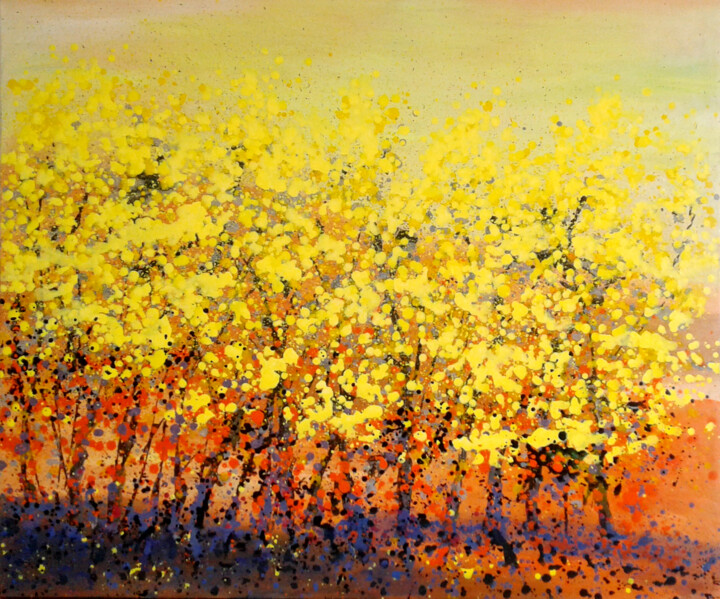 Malerei mit dem Titel "autumn 2" von Minh Phuong Hoang Thi, Original-Kunstwerk, Acryl
