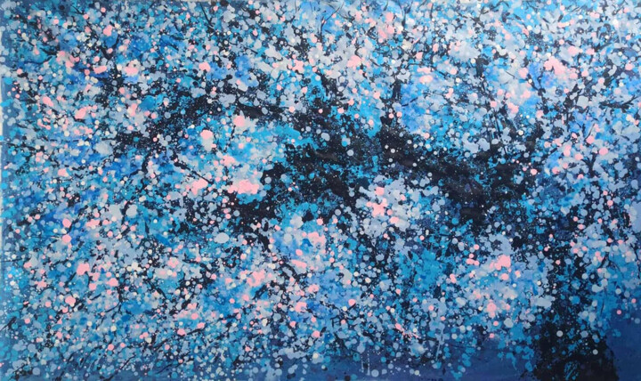 Pintura intitulada "cherry blossoms blo…" por Minh Phuong Hoang Thi, Obras de arte originais, Acrílico