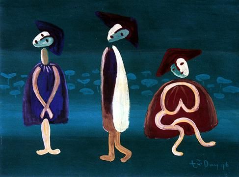 Peinture intitulée "3 friends" par Tu Duy, Œuvre d'art originale