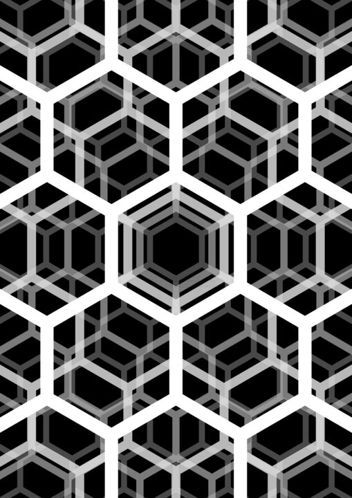 Digital Arts titled "Hexagon Projection" by Minimalkonstruction, Original Artwork, 2D Digital Work