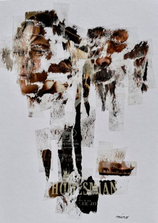 Collagen mit dem Titel "The Homesman" von Mino, Original-Kunstwerk, Collagen