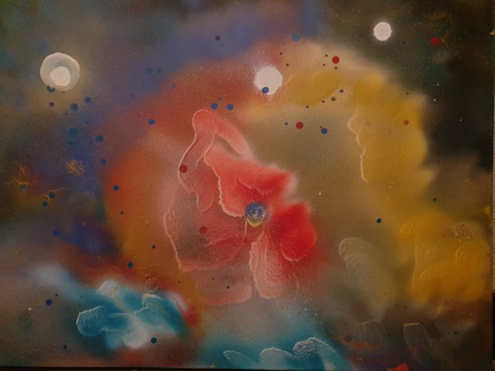 Malerei mit dem Titel "Souffle de vie" von Minos Dalie, Original-Kunstwerk, Sprühfarbe