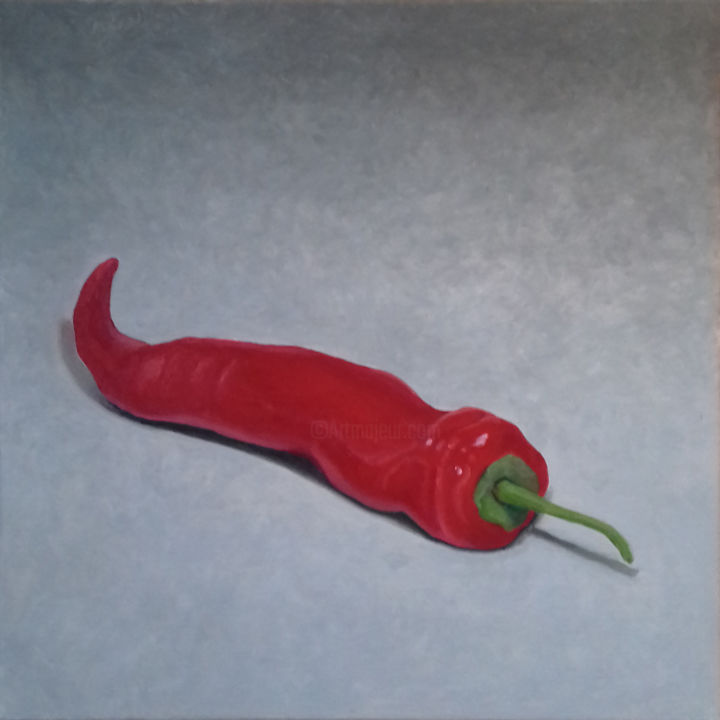 Malerei mit dem Titel "Piment rouge" von Michel Porte-Petit, Original-Kunstwerk, Öl