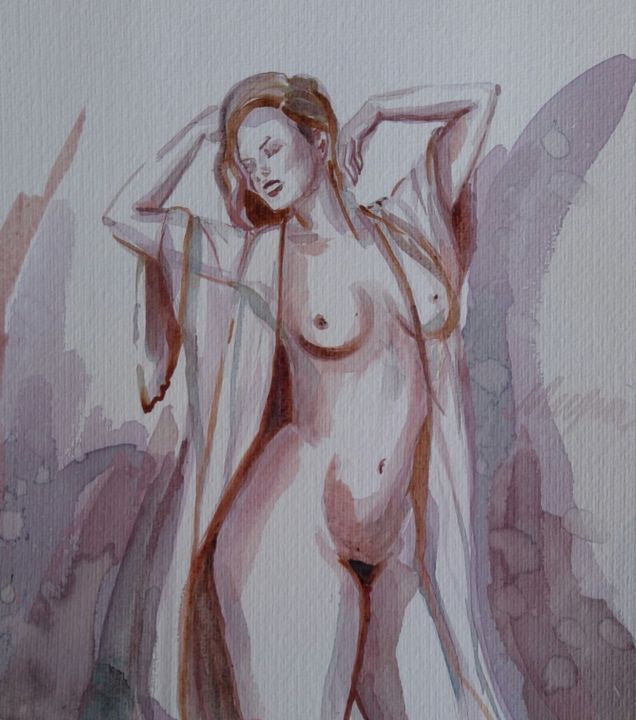 Painting titled "Good Morning" by Mira Kovacevic (Wine Artist), Original Art, Other