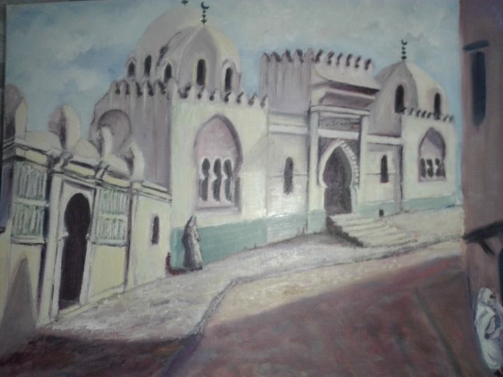 Peinture intitulée "mosquée de sidi abd…" par Mira Mazouz, Œuvre d'art originale, Huile