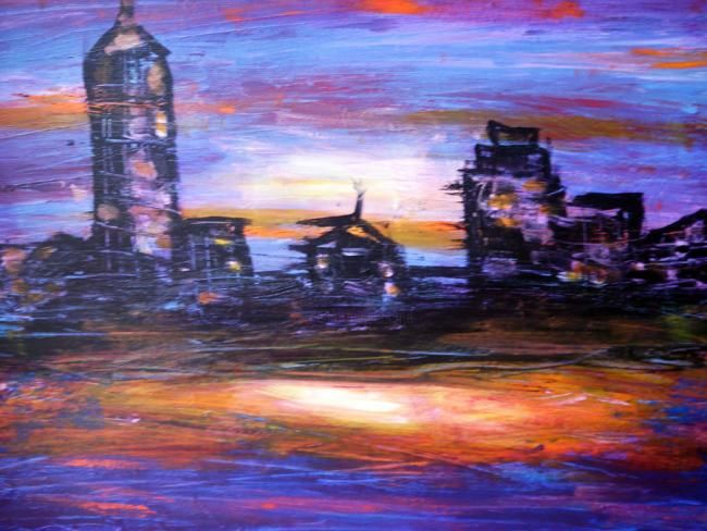 Pintura titulada "City Night" por Mira Belleza, Obra de arte original, Oleo
