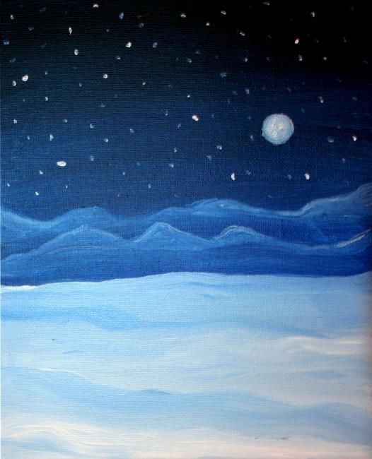 Pintura titulada "Snow Under the Stars" por Mira Belleza, Obra de arte original, Oleo