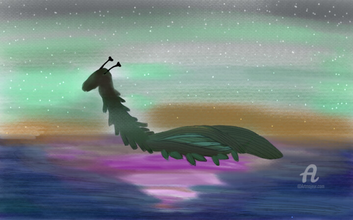 Digital Arts titled "Lochness Monster In…" by Miracle, Original Artwork, Digital Painting