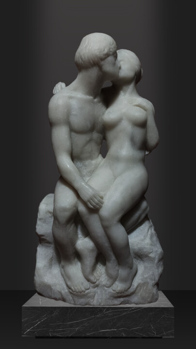「First Kiss」というタイトルの彫刻 Miraga Shahbazovによって, オリジナルのアートワーク, ストーン
