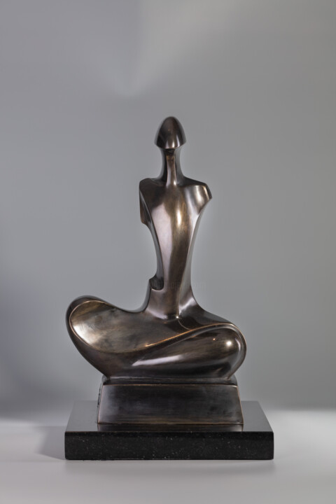 Sculptuur getiteld "MEDITATION" door Mircea Puscas, Origineel Kunstwerk, Bronzen
