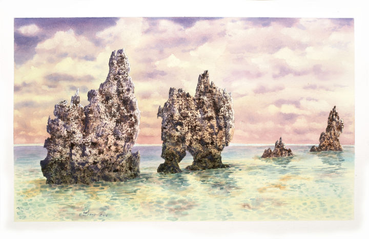 Painting titled "L'isola di Nauru" by Mirco Lanzi, Original Artwork, Acrylic