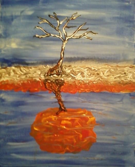 Painting titled "Mirror Tree" by Mirco Deflorin, Original Artwork, Acrylic