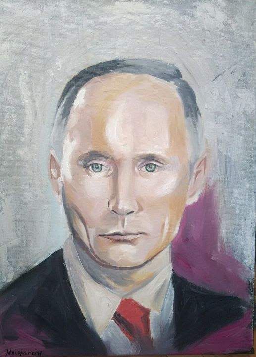 Painting titled "Портрет Путина" by Ekaterina Molodilo, Original Artwork, Oil