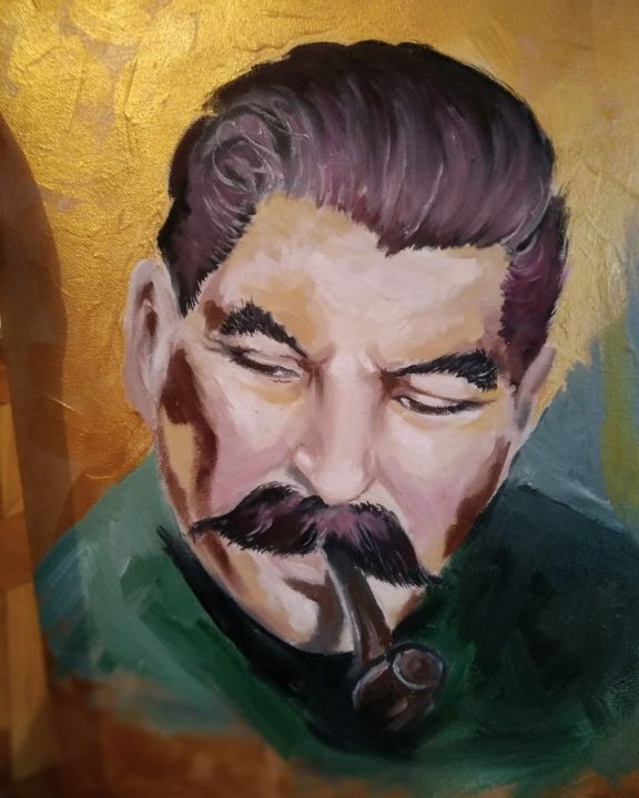 Peinture intitulée "Портрет Сталина" par Ekaterina Molodilo, Œuvre d'art originale, Huile