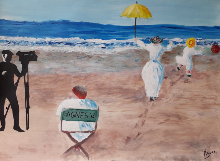 Peinture intitulée "PLAGE D AGNES" par Mireille Becker, Œuvre d'art originale, Acrylique