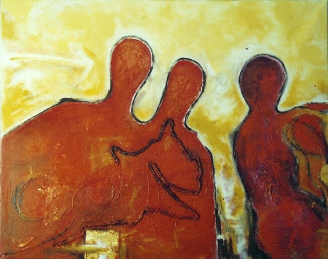 Painting titled "Soutien I" by Mireille Gratier De Saint Louis, Original Artwork, Oil