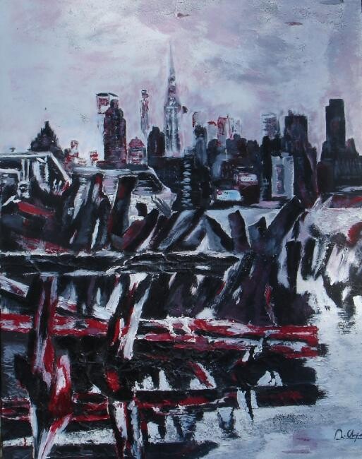 Peinture intitulée "New York 01" par Mireille Gratier De Saint Louis, Œuvre d'art originale, Huile