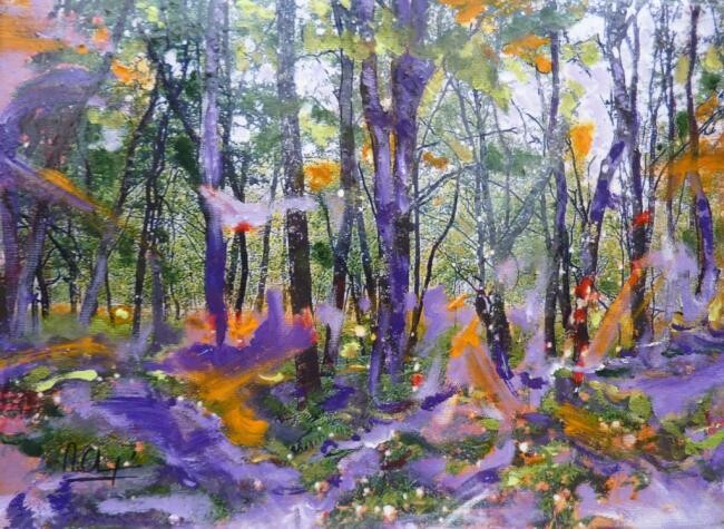 Peinture intitulée "Forêt magique d'Alex" par Mireille Gratier De Saint Louis, Œuvre d'art originale